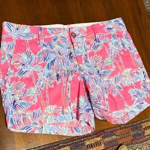Lilly Pulitzer Pink and Blue Palm Print Women's Shorts